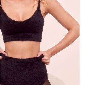 For Love And Lemons Black Fuzzy Shorts